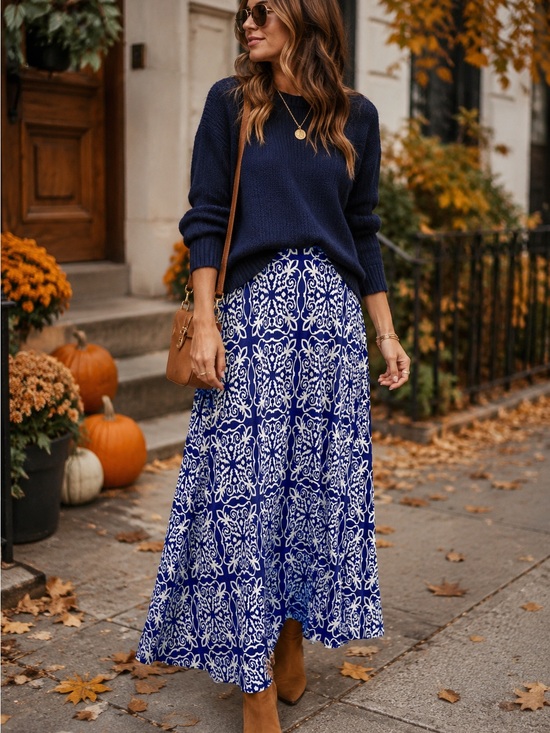Boden Dresses & Skirts - Boden Blue & White Damask Print Maxi Skirt — Size 4L